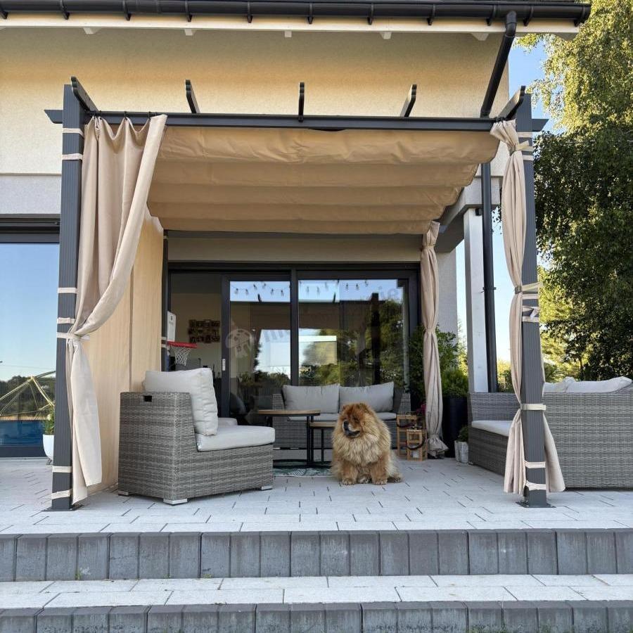 Gartwerk Pergola ogrodowa z zasłonami 3x3 Kirn Beż - Furnivo.ro
