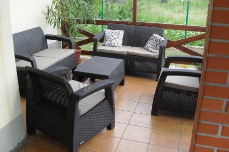 Allibert meble ogrodowe Corfu komplet powiększony o sofę
