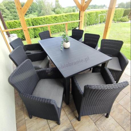 8 krzeseł i stół ogrodowy Meblobranie TF8 grafit