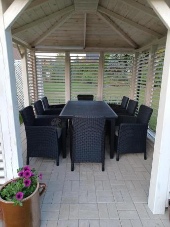 8 krzeseł i stół ogrodowy Meblobranie TF8 grafit