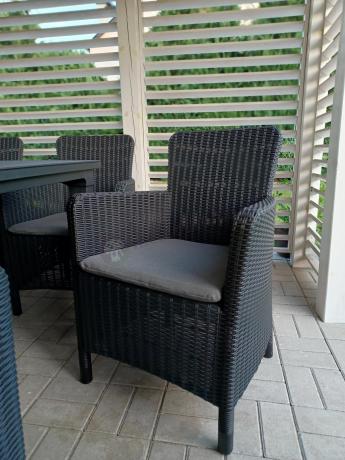 8 krzeseł i stół ogrodowy Meblobranie TF8 grafit