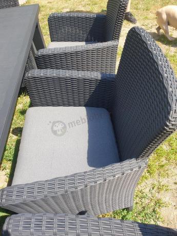 8 krzeseł i stół ogrodowy Meblobranie TF8 grafit