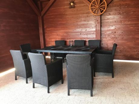 8 krzeseł i stół ogrodowy Meblobranie TF8 grafit