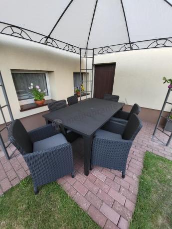 8 krzeseł i stół ogrodowy Meblobranie TF8 grafit