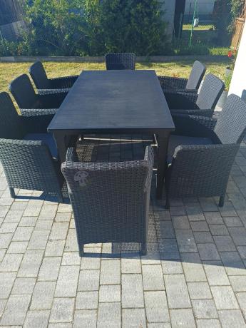 8 krzeseł i stół ogrodowy Meblobranie TF8 grafit