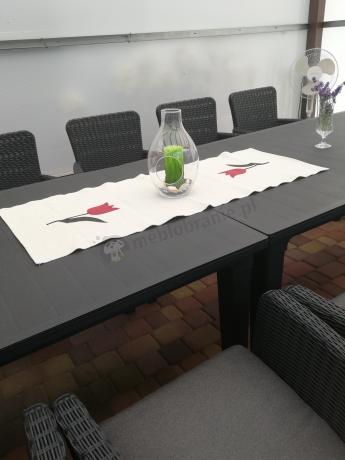 8 krzeseł i stół ogrodowy Meblobranie TF8 grafit