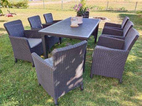 8 krzeseł i stół ogrodowy Meblobranie TF8 grafit