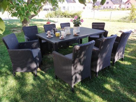 8 krzeseł i stół ogrodowy Meblobranie TF8 grafit