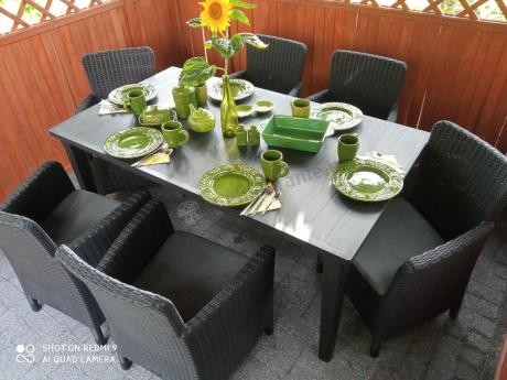 8 krzeseł i stół ogrodowy Meblobranie TF8 grafit