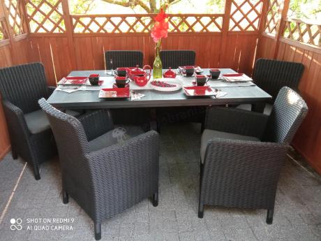 8 krzeseł i stół ogrodowy Meblobranie TF8 grafit