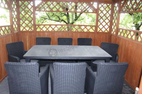 8 krzeseł i stół ogrodowy Meblobranie TF8 grafit