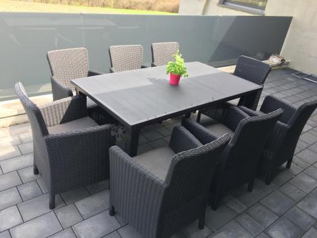 8 krzeseł i stół ogrodowy Meblobranie TF8 grafit