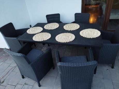 8 krzeseł i stół ogrodowy Meblobranie TF8 grafit