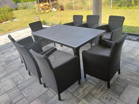 8 krzeseł i stół ogrodowy Meblobranie TF8 grafit