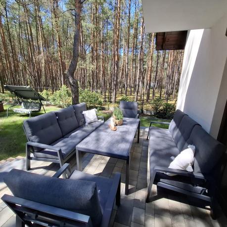 Aluminiowe meble na taras dla 8 osób z 2 sofami i stołem 180x80 - Tavaro Grande Antracite