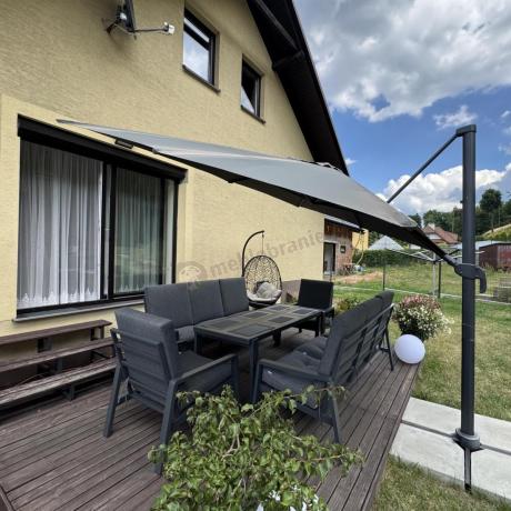 Aluminiowe meble na taras dla 8 osób z 2 sofami i stołem 180x80 - Tavaro Grande Antracite