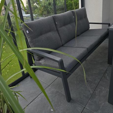 Aluminiowe meble na taras dla 8 osób z 2 sofami i stołem 180x80 - Tavaro Grande Antracite