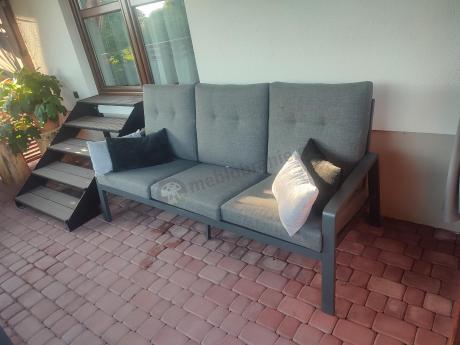 Aluminiowe meble na taras dla 8 osób z 2 sofami i stołem 180x80 - Tavaro Grande Antracite
