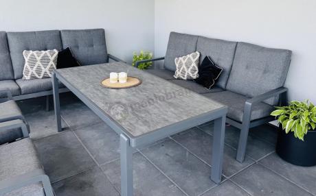 Aluminiowe meble na taras dla 8 osób z 2 sofami i stołem 180x80 - Tavaro Grande Antracite