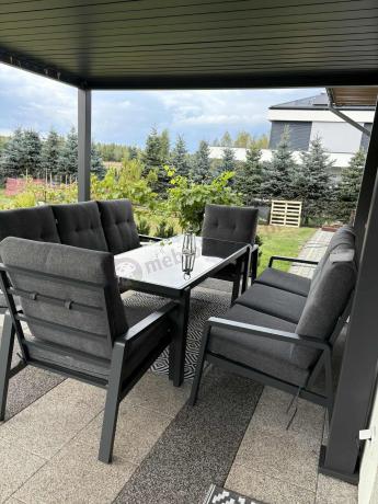 Aluminiowe meble na taras dla 8 osób z 2 sofami i stołem 180x80 - Tavaro Grande Antracite