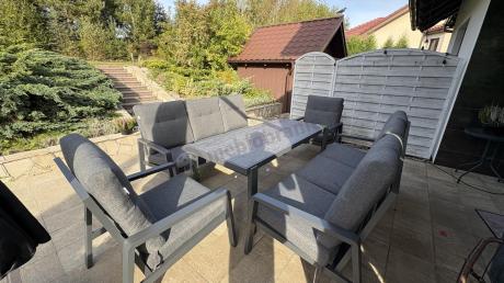 Aluminiowe meble na taras dla 8 osób z 2 sofami i stołem 180x80 - Tavaro Grande Antracite