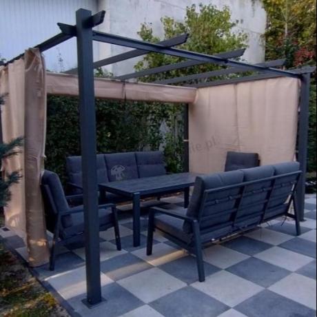 Aluminiowe meble na taras dla 8 osób z 2 sofami i stołem 180x80 - Tavaro Grande Antracite