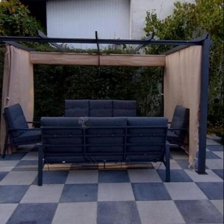 Aluminiowe meble na taras dla 8 osób z 2 sofami i stołem 180x80 - Tavaro Grande Antracite