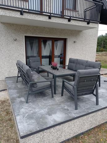 Aluminiowe meble na taras dla 8 osób z 2 sofami i stołem 180x80 - Tavaro Grande Antracite