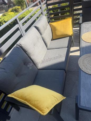Aluminiowe meble na taras dla 8 osób z 2 sofami i stołem 180x80 - Tavaro Grande Antracite