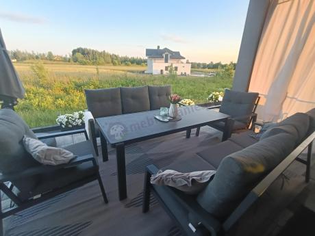 Aluminiowe meble na taras dla 8 osób z 2 sofami i stołem 180x80 - Tavaro Grande Antracite