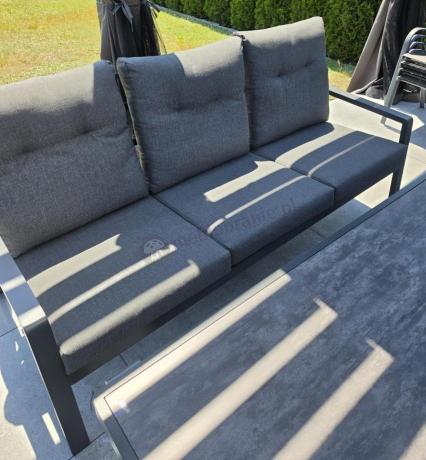 Aluminiowe meble na taras dla 8 osób z 2 sofami i stołem 180x80 - Tavaro Grande Antracite