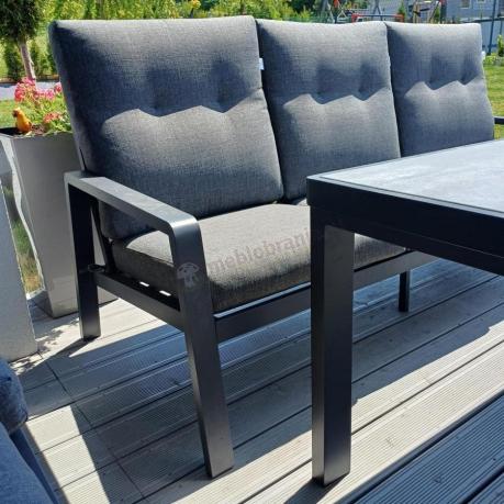 Aluminiowe meble na taras dla 8 osób z 2 sofami i stołem 180x80 - Tavaro Grande Antracite