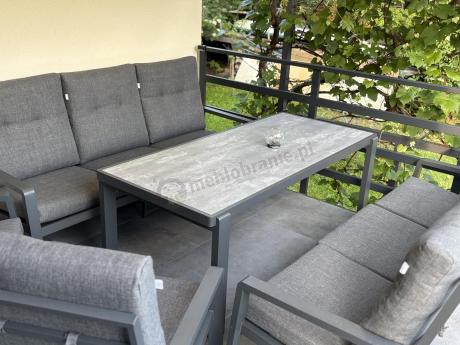 Aluminiowe meble na taras dla 8 osób z 2 sofami i stołem 180x80 - Tavaro Grande Antracite