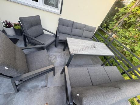 Aluminiowe meble na taras dla 8 osób z 2 sofami i stołem 180x80 - Tavaro Grande Antracite