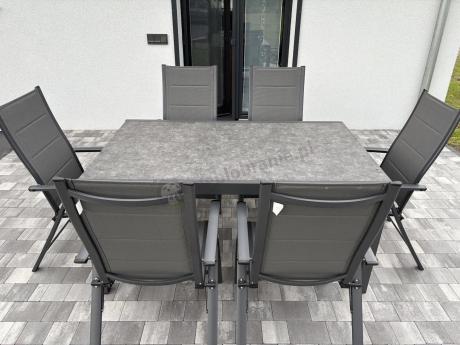 Aluminiowe meble na taras z rozkładanym stołem 240cm + 10 regulowanych krzeseł Daven Antracite Beton