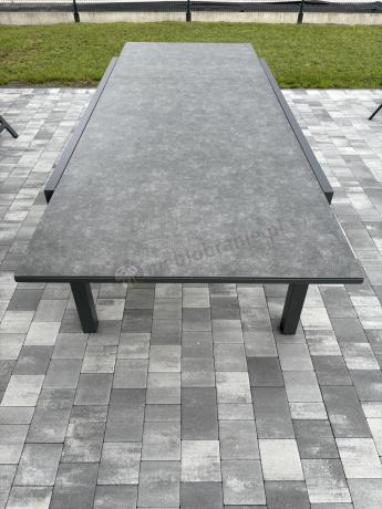 Aluminiowe meble na taras z rozkładanym stołem 240cm + 10 regulowanych krzeseł Daven Antracite Beton