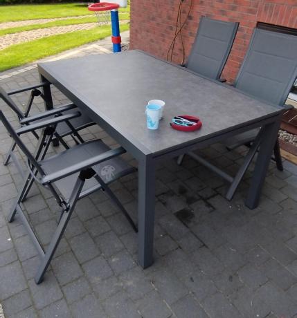 Aluminiowe meble na taras z rozkładanym stołem 240cm + 10 regulowanych krzeseł Daven Antracite Beton