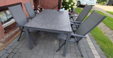 Aluminiowe meble na taras z rozkładanym stołem 240cm + 10 regulowanych krzeseł Daven Antracite Beton