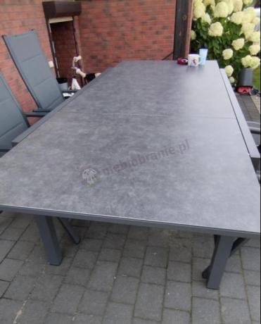 Aluminiowe meble na taras z rozkładanym stołem 240cm + 10 regulowanych krzeseł Daven Antracite Beton