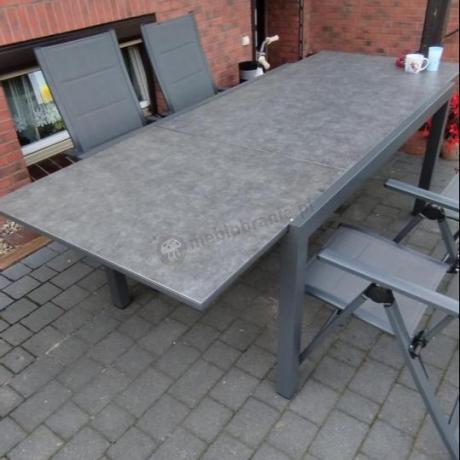 Aluminiowe meble na taras z rozkładanym stołem 240cm + 10 regulowanych krzeseł Daven Antracite Beton