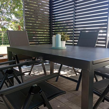 Aluminiowe meble na taras z rozkładanym stołem 240cm + 10 regulowanych krzeseł Daven Antracite Beton