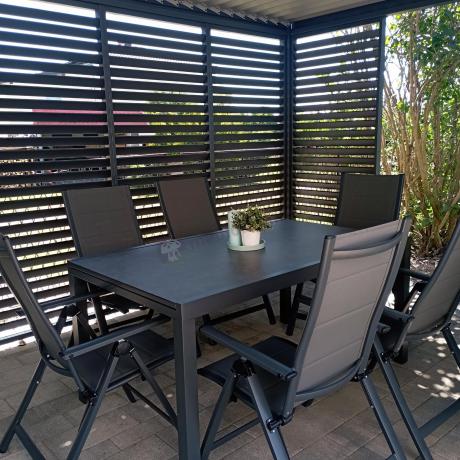 Aluminiowe meble na taras z rozkładanym stołem 240cm + 10 regulowanych krzeseł Daven Antracite Beton