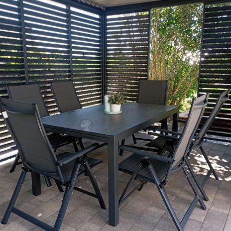 Aluminiowe meble na taras z rozkładanym stołem 240cm + 10 regulowanych krzeseł Daven Antracite Beton