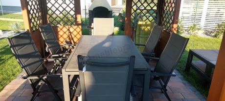 Aluminiowe meble na taras z rozkładanym stołem 240cm + 10 regulowanych krzeseł Daven Antracite Beton