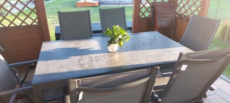 Aluminiowe meble na taras z rozkładanym stołem 240cm + 10 regulowanych krzeseł Daven Antracite Beton