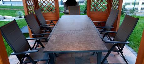 Aluminiowe meble na taras z rozkładanym stołem 240cm + 10 regulowanych krzeseł Daven Antracite Beton