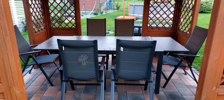 Aluminiowe meble na taras z rozkładanym stołem 240cm + 10 regulowanych krzeseł Daven Antracite Beton