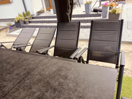 Aluminiowe meble na taras z rozkładanym stołem 240cm + 10 regulowanych krzeseł Daven Antracite Beton