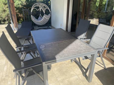 Aluminiowe meble na taras z rozkładanym stołem 240cm + 10 regulowanych krzeseł Daven Antracite Beton