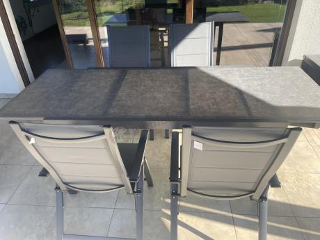 Aluminiowe meble na taras z rozkładanym stołem 240cm + 10 regulowanych krzeseł Daven Antracite Beton